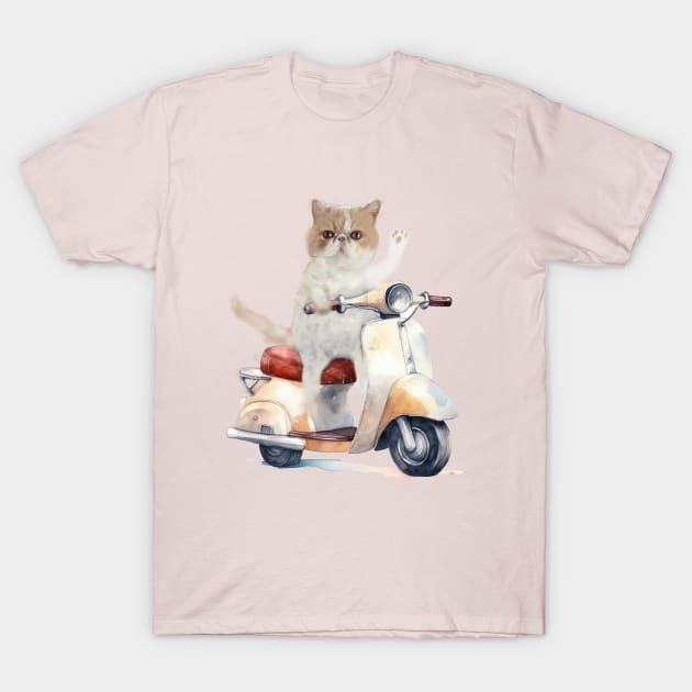 exotic short hair in scooter T-Shirt by Tees of Joy